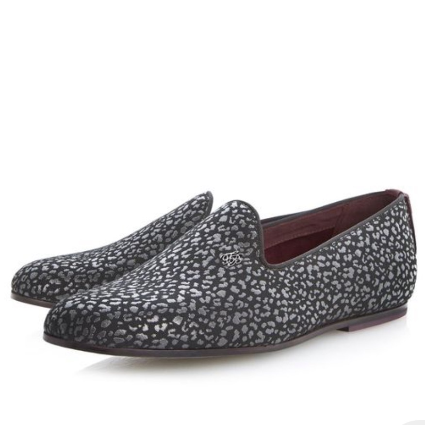 Ted Baker London "Treep 2" Smoking Flat Loafer Metallic Animal Print